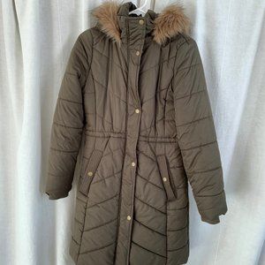 Green Parka, Faux Fur, Olive Green, A New Day